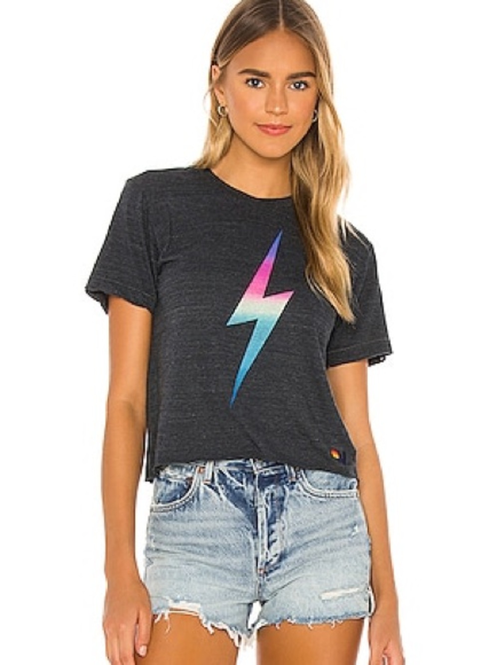 Aviator Nation / Bolt Boyfriend Tee in Rainbow Pink